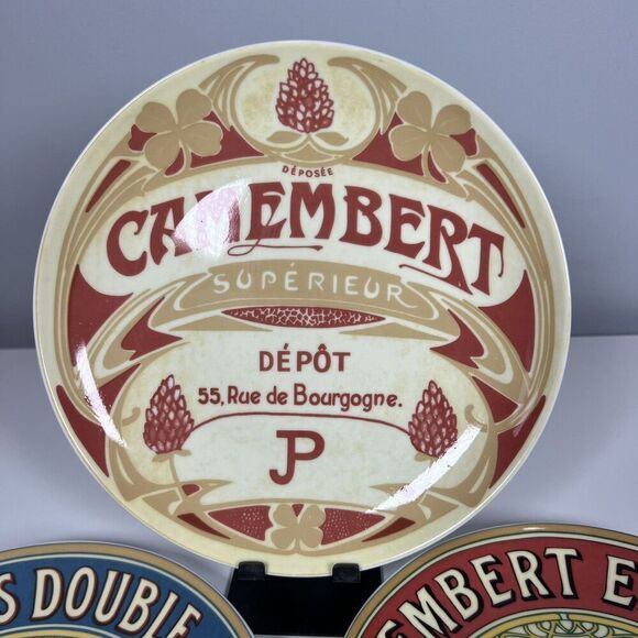 Vintage BIA Cordon Bleu Boxed Set of 4 8" Plates Advertising for French cheese - Picture 8 of 9